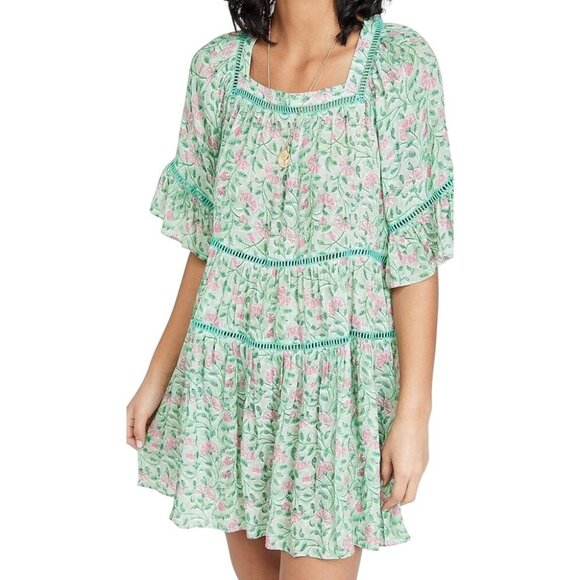 Playa Lucila Drop Waist Mini Floral Dress Womens Size XL Vintage Prairie Boho - Picture 1 of 10